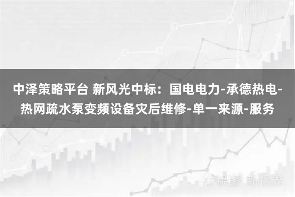 中泽策略平台 新风光中标：国电电力-承德热电-热网疏水泵变频设备灾后维修-单一来源-服务
